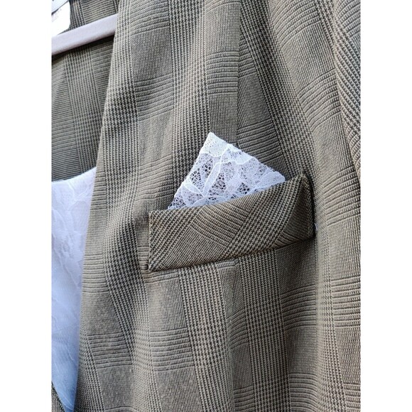 Vintage I.S.B. Inc Womens Skirt Suit Size 16 Blazer Gray Plaid Lace 2 Piece Set - Picture 5 of 16